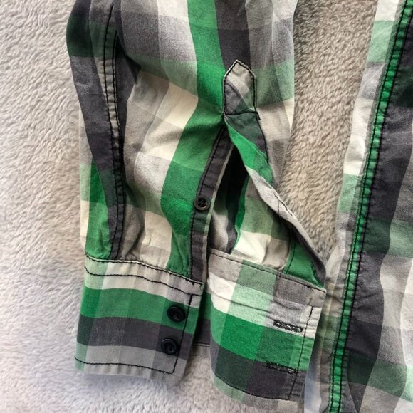 Eighty Eight Mens Shirt Large Long Sleeve Green Plaid Button-Up Casual Western - Picture 7 of 10